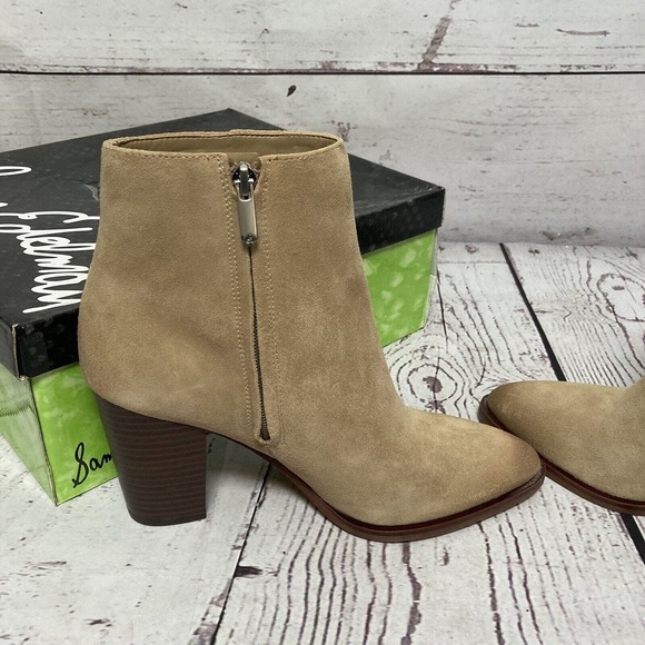 Sam Edelman Boots Womens Size 9M Brown Blake Oatmeal Suede Block Heel‎ - Picture 5 of 9